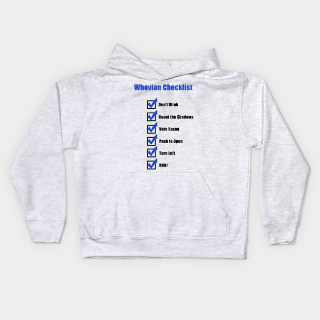 Whovian Checklist Kids Hoodie by ZuleYang22